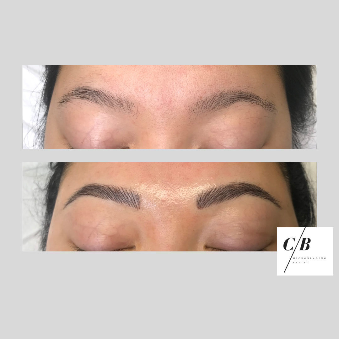 Before and after image of eyebrows