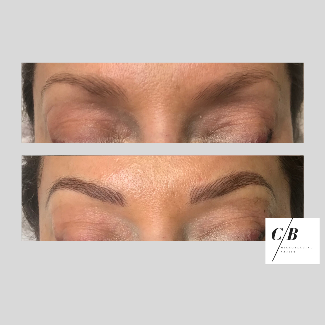 before and after shot of eyebrows