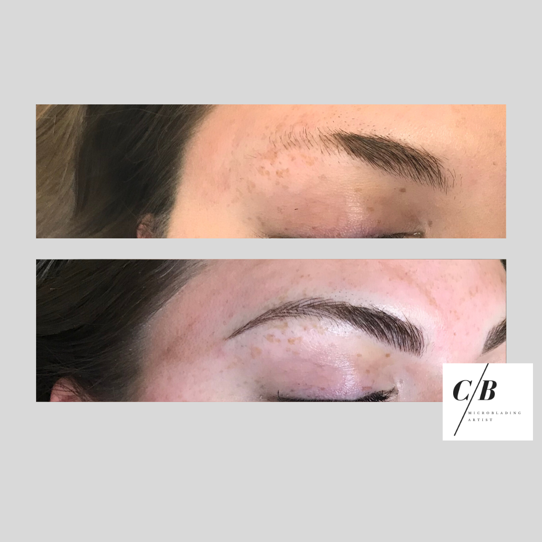 before and after shot of eyebrows
