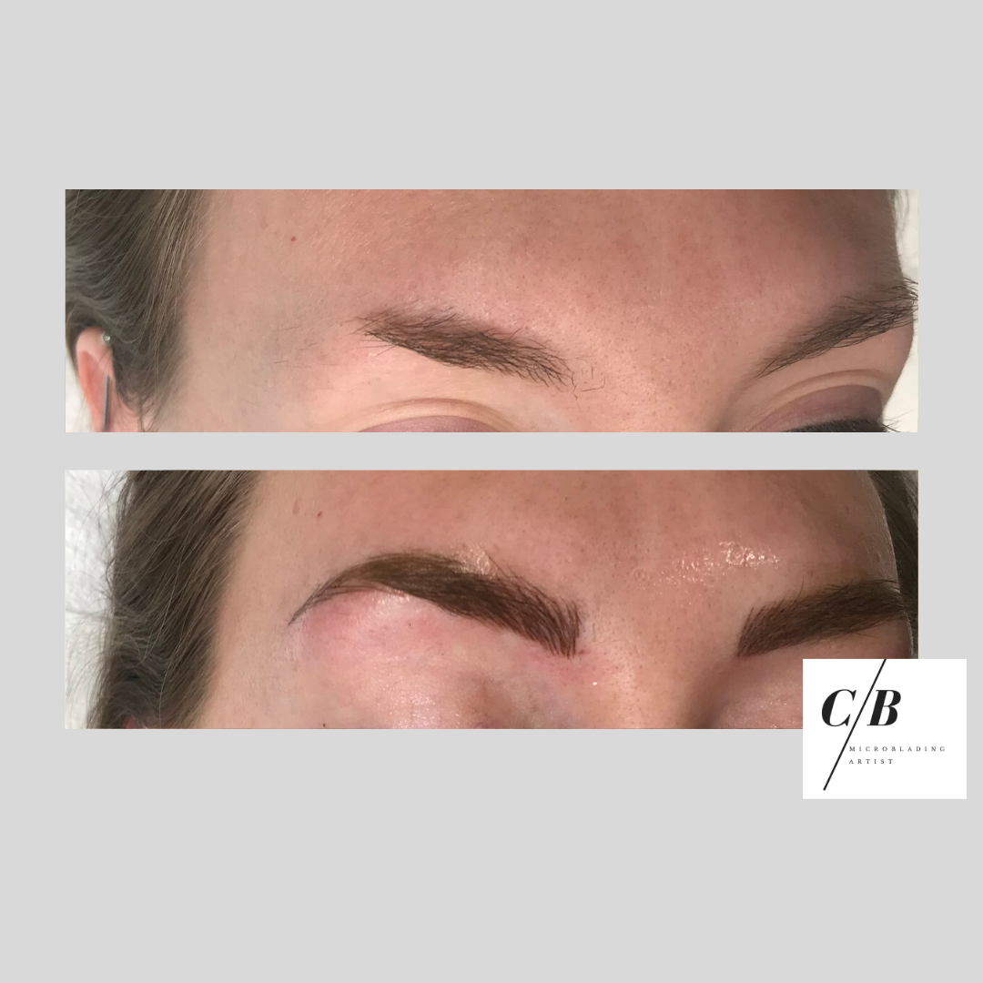 Before and after image of eyebrows