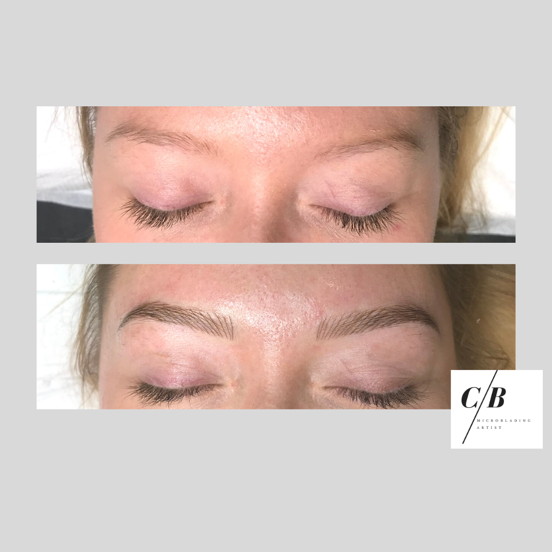 Before and after image of eyebrows